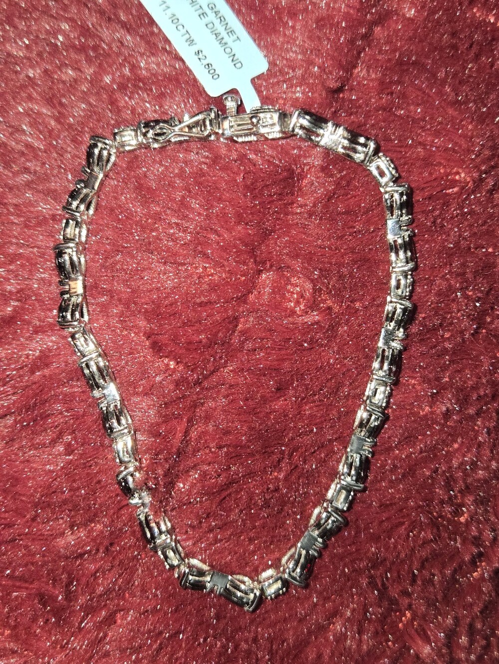 11 Ct 925 Silver Garnet & Diamond Bracelet